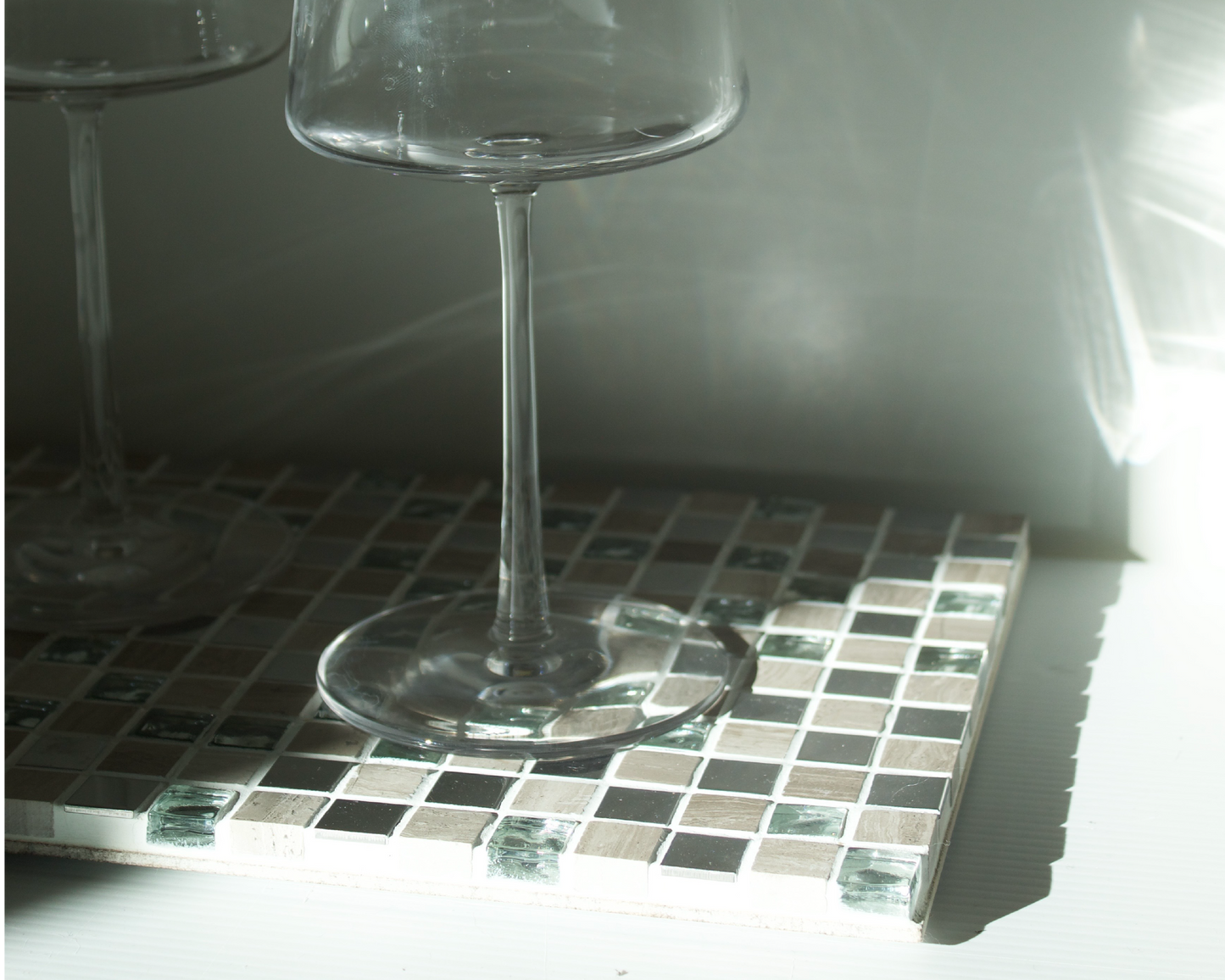 Mirror Glass & Stone Tile Tray