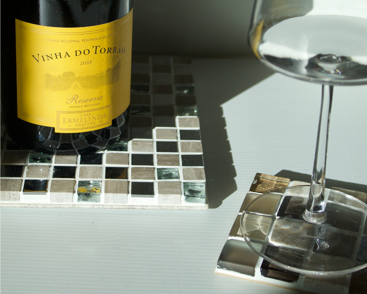 Mirror Glass & Stone Tile Tray