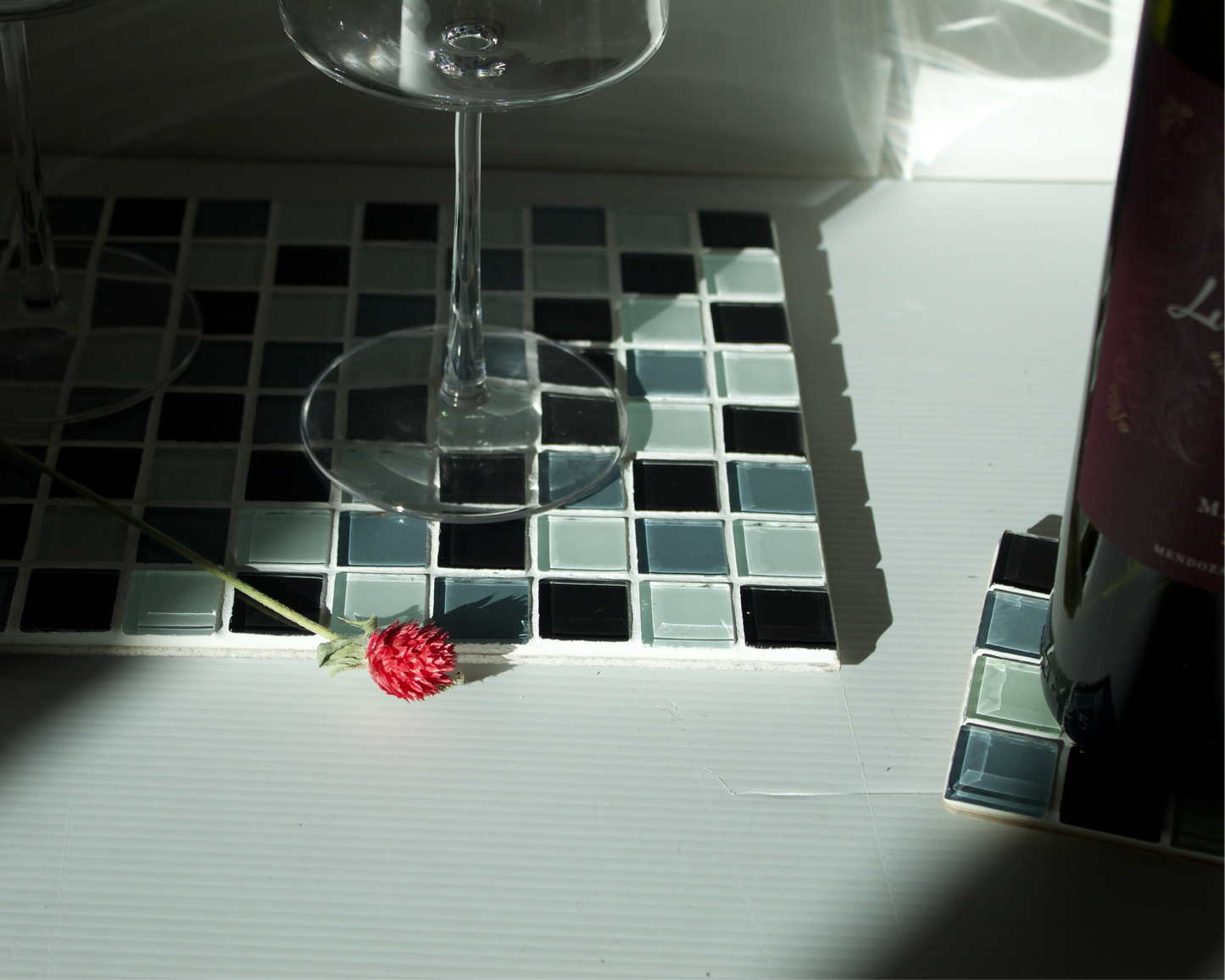 B&W Glass Tile Tray