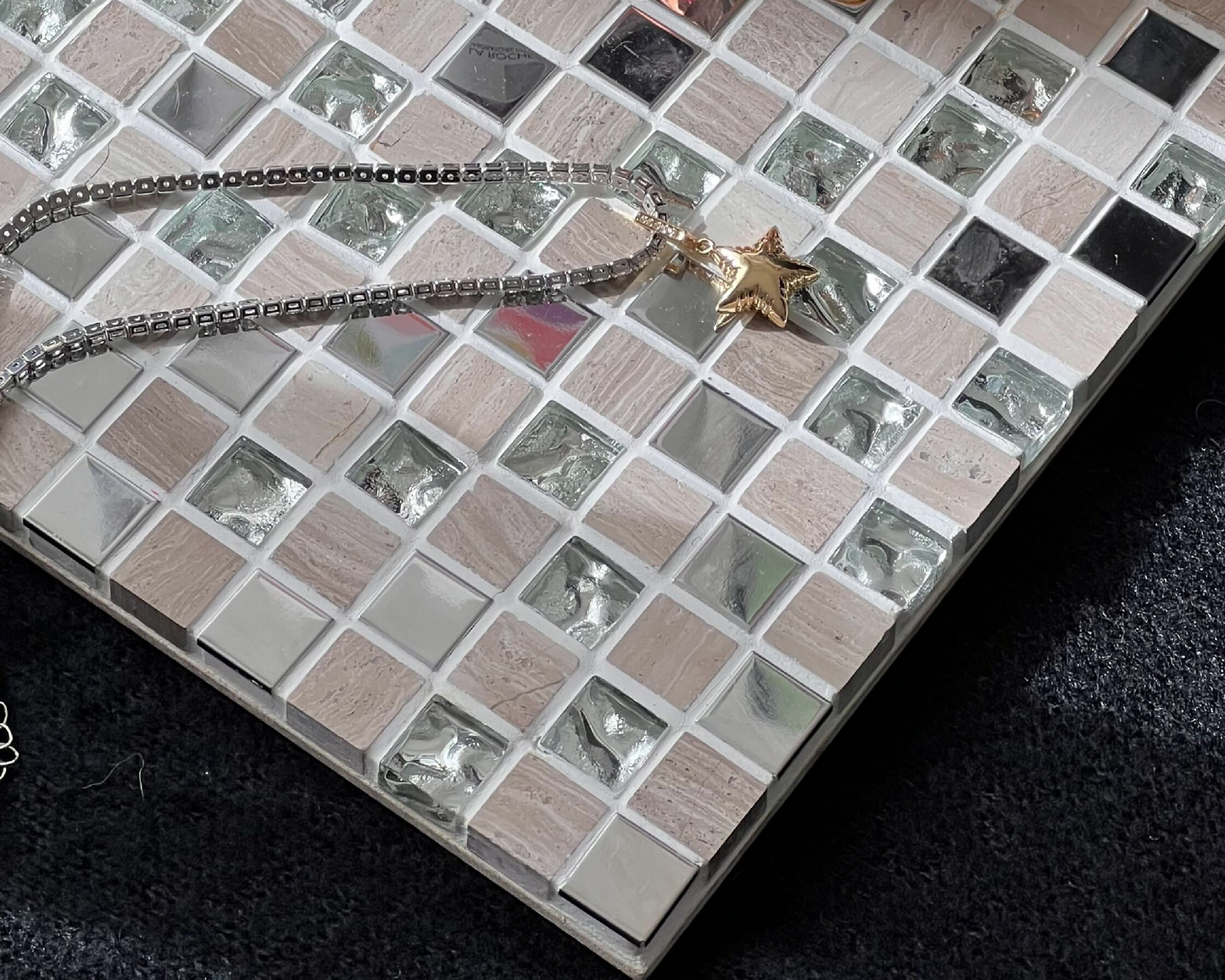 Mirror Glass & Stone Tile Tray