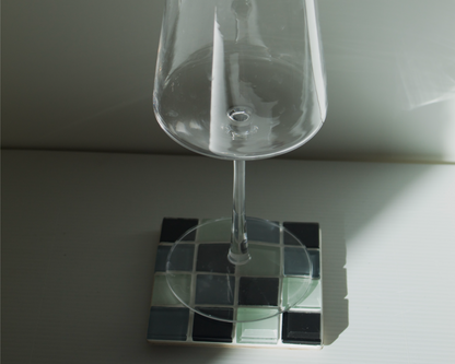 B&W Glass Tile Coaster